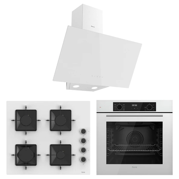 Ferre Flowart Ventora Plus Beyaz 3'lü Ankastre Set ( QBL63CB-SS206-D078 ) ürün görseli 1