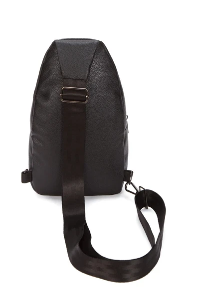 Siyah Unisex Suni Deri Usb Kulaklık Çıkışlı Çanta Bodybag Göğüs Ve Omuz Çantası - 3