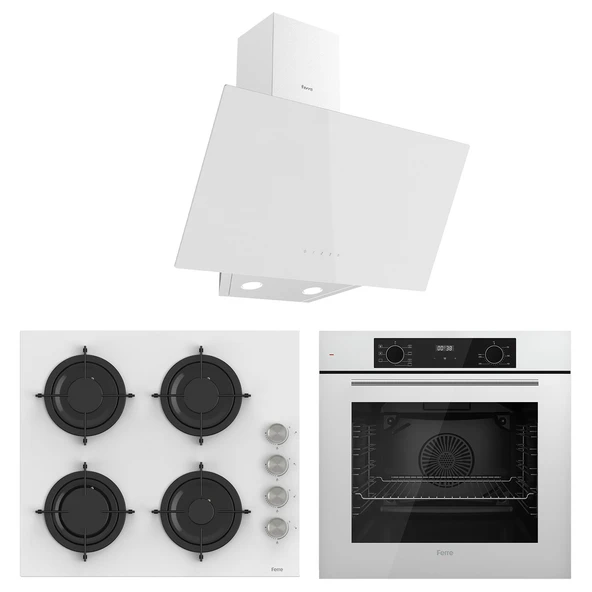 Ferre Flowart Lumora Plus Beyaz 3'lü Ankastre Set ( QBL63CB-CS206-D078 ) ürün görseli 1