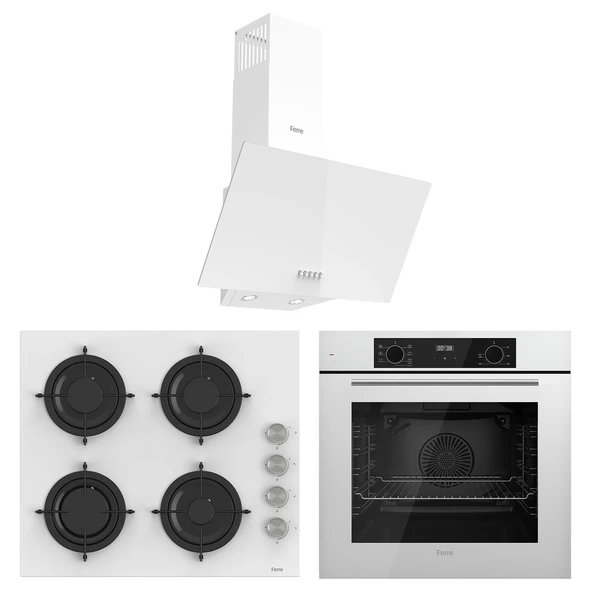 Ferre Flowart Lumora Essential Beyaz 3'lü Ankastre Set ( QBL63CB-CS206-D087 ) ürün görseli 1