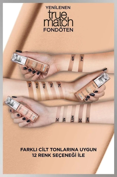 L'Oreal Paris True Match Bakım Yapan Fondöten - 3w Sıcak Alt Ton - 7