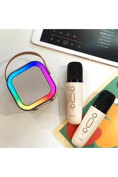 K12 Taşınabilir Kablosuz Çocuk Ve Yetişkin Karaoke Bluetooth Hoparlör Ve Mini Mikrofon Seti - 3