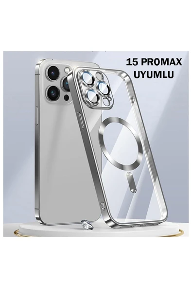 iPhone 15 Pro Max Kılıf Kamera Lens ve Hoparlör Toz Korumalı Magsafe Şarj Özellikli Esnek Silikon