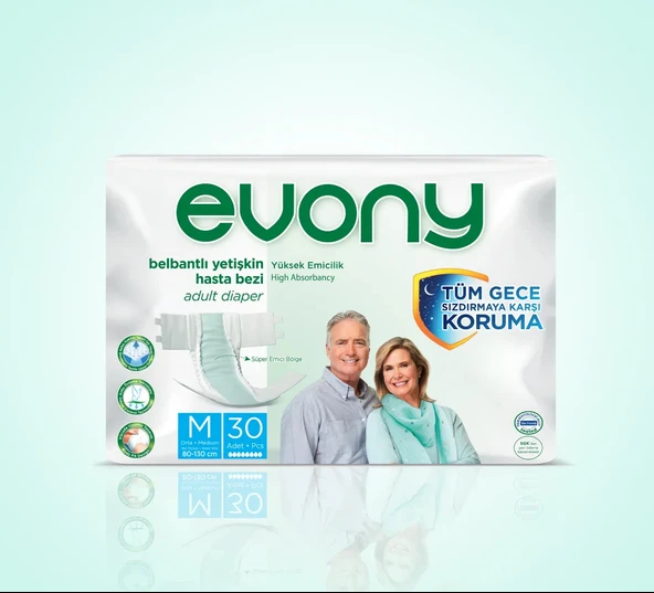 Evony Belbantlı Yetişkin Hasta Bezi M Beden 30 Adet