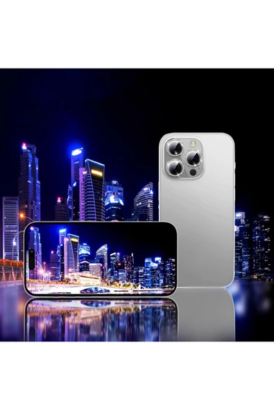Iphone 15 Pro Ve 15 Pro Max Uyumlu Titanyum Gri Taşlı Kamera Koruyucu (3lü Set) - Resim 2