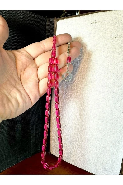 BLOK ZAR TESBİH PEMBE RENKLİ KAPSÜL KESİM T-183