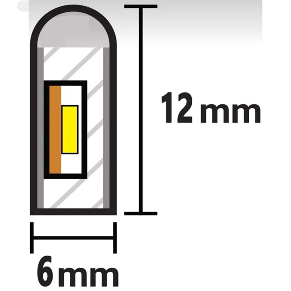 Neon LED şerit 5metre Buz Mavisi LED zincir bandı hortum esnek dekoratif aydınlatma ışık 12V 10W - 7