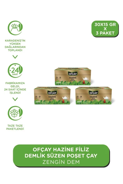 Ofçay Hazine Zengindem Demlik Poşet Çay 30 x 15 gr x 3 Pkt