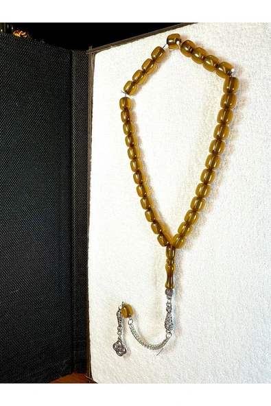 ÇUBUK KEHRİBAR TESBİH SARI-BAL RENKLİ KAPSÜL KESİM T-188 - 2