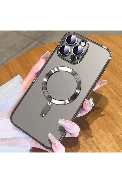 iPhone 15 Pro Max Kılıf Kamera Lens ve Hoparlör Toz Korumalı Magsafe Şarj Özellikli Esnek Silikon - 2