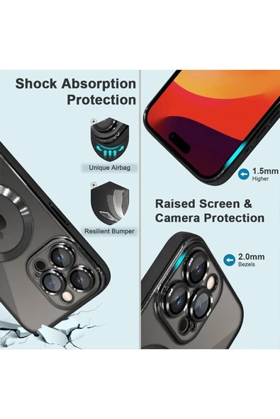 iPhone 15 Pro Max Kılıf Kamera Lens ve Hoparlör Toz Korumalı Magsafe Şarj Özellikli Esnek Silikon - Resim 6