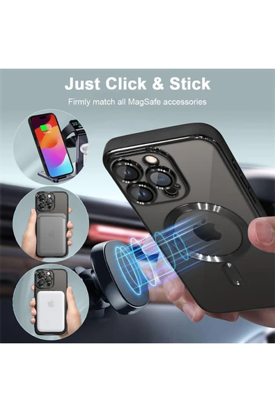 iPhone 15 Pro Max Kılıf Kamera Lens ve Hoparlör Toz Korumalı Magsafe Şarj Özellikli Esnek Silikon - Resim 4