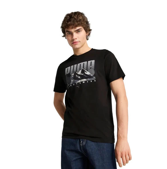 Puma Graphics Mountain Erkek Siyah Günlük Stil T-Shirt 684828-01
