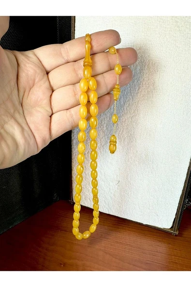 SIKMA KEHRİBAR TESBİH SARI RENKLİ BEYZİ KESİM T-179