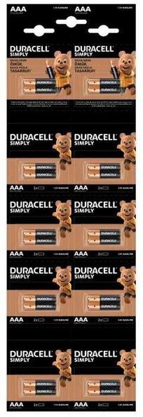DURACELL AAA KARTELA PİL 20Lİ
