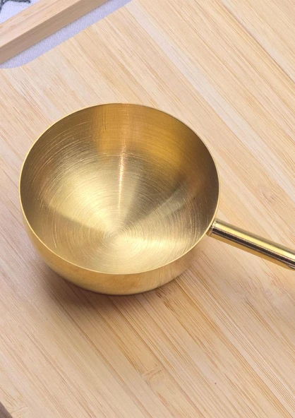 Ahşap Saplı Gold Ölçü Kaşığı - Kahve Ölçüm Kaşığı - 60 ML - 5