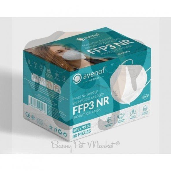Avenof Ffp3 Nr - 5 Katlı N95 Maske- 30 Adet (3 Katlı Meltblown)