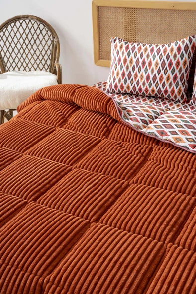 Rivaİstanbul Etnik Kiremit Tek Kişilik Tresa Uyku Seti - Resim 4