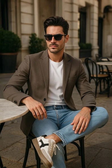 Erkek Slim Fit Normal Bel Düz Kesim Dar Paça Likralı Açık Mavi Jean Pantolon