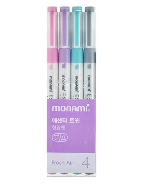 Monami Essenti Twin Çift Uçlu İşaretleme Kalem Seti Fresh Air 4 Renk