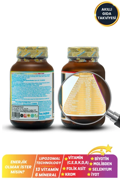 MULTIVITAMIN Lipozomal Multivitamin 13 Vitamin & 6 Mineral Cilt - Saç - Tırnak & Enerji | Akıllı Gıda Takviyesi 8682304243530 - 3