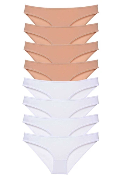 8 adet Süper Eko Set Likralı Kadın Slip Külot Ten Beyaz - Resim 2