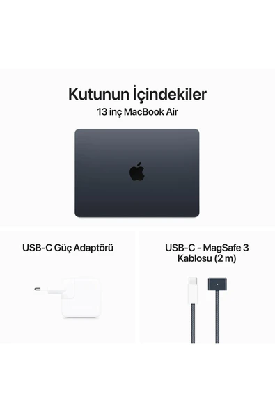 Apple 13-inch MacBook Air: Apple M3 chip with 8-core CPU and 8-core GPU, 8GB, 256GB SSD - Midnight - 9