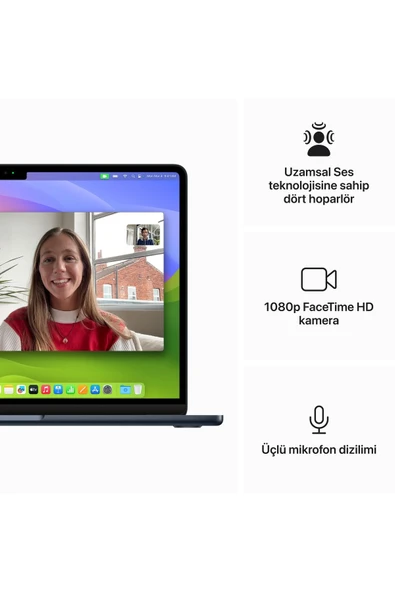 Apple 13-inch MacBook Air: Apple M3 chip with 8-core CPU and 8-core GPU, 8GB, 256GB SSD - Midnight - 6