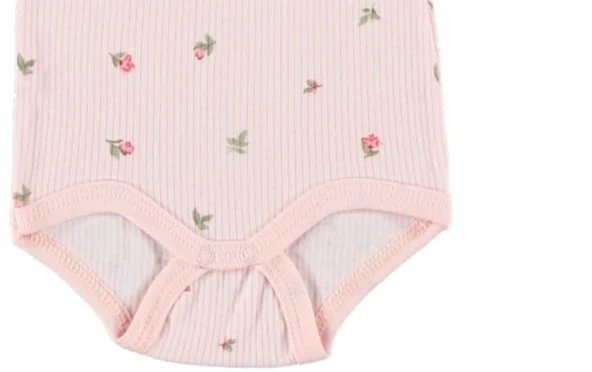 Çiçek Baskılı %100 Pamuklu Kız bebek Zıbın Body - 2