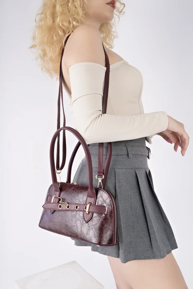 Muggo GLOW Kadın Kemer Detaylı El ve Omuz Çantası - 3