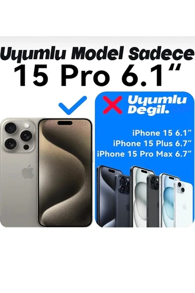 Iphone 15 Pro Uyumlu Tam Ekran Kaplayan HD Taşlı Kırılmaz Cam - Resim 3