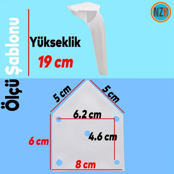 Mobilya Kanepe Tv Ünitesi Konsol Koltuk Ayağı 19 Cm Beyaz Ayakları - Resim 2