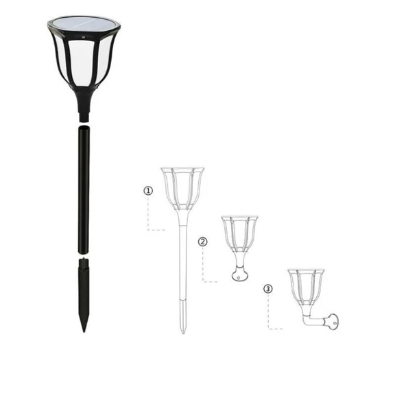 2 Adet NOAS YL74 1011 S Solar Bahçe Armatür 15W 6400K Beyaz Işık
