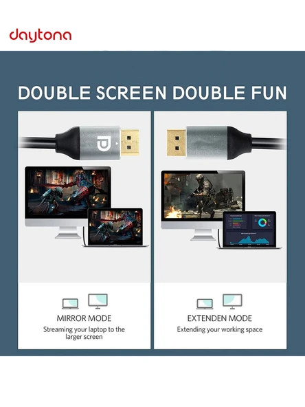 Daytona ZR835 DP to DP 4K 60HZ KABLO 1.5 M - Resim 2