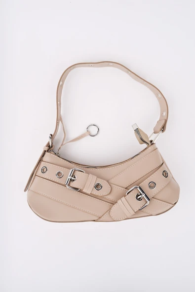 Muggo DOCPE Kadın Kemer Detaylı Baget Çanta - 6