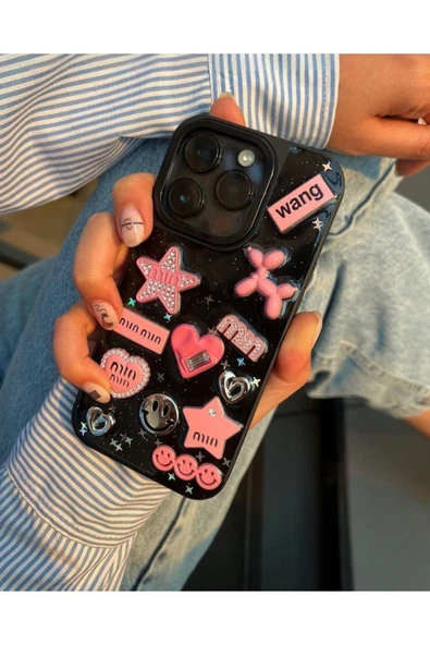 Iphone 15 Uyumlu Pembe Figürlü Silikon Kılıf