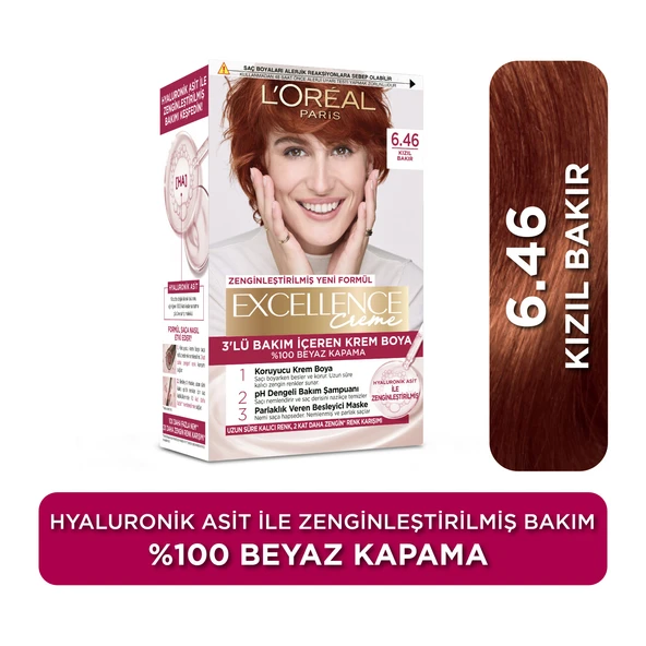 L’Oréal Paris Excellence Creme 6.46 Kızıl Bakır Saç Boyası ürün görseli