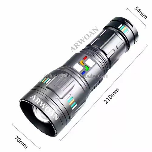 yüksek güç Zoom LED el feneri ile şarj edilebilir uzun mesafe meşale ışık alüminyum alaşım - 2