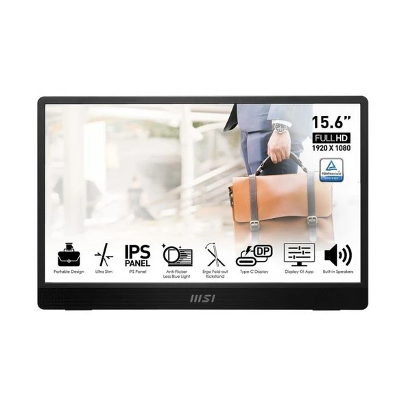 MSI 15.6 PRO MP161 E2 1920x1080 (FHD) 16:9 FLAT IPS 60HZ 4MS ADAPTIVE-SYNC PORTATIF MONITOR