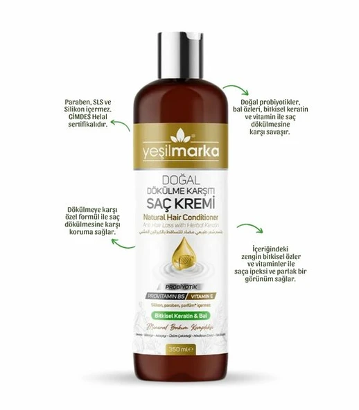 YEŞİL MARKA SAÇ KREMİ - DÖKÜLME KARŞITI 350 ML