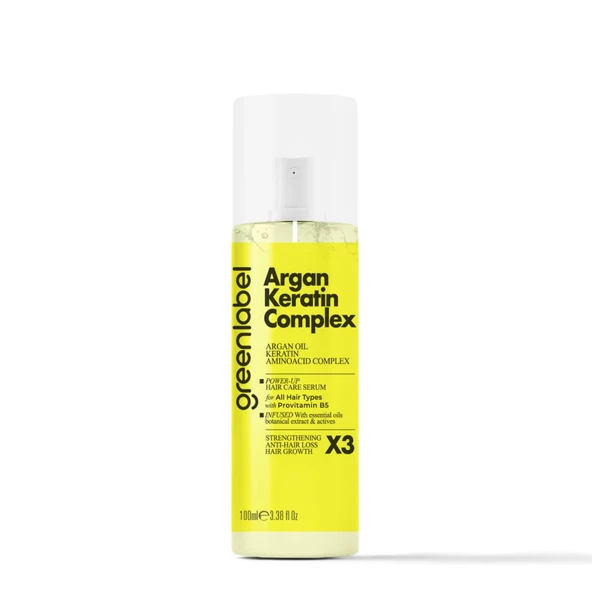 GREENLABEL ARGAN KERATİN SAÇ BAKIM KOMPLEX *(DURULAMASIZ)  100 ML ürün görseli 1