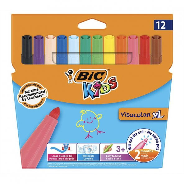 Jumbo Keçeli Kalem 12 Renk Bic Jumbo Keçeli Kalem 12 Renk