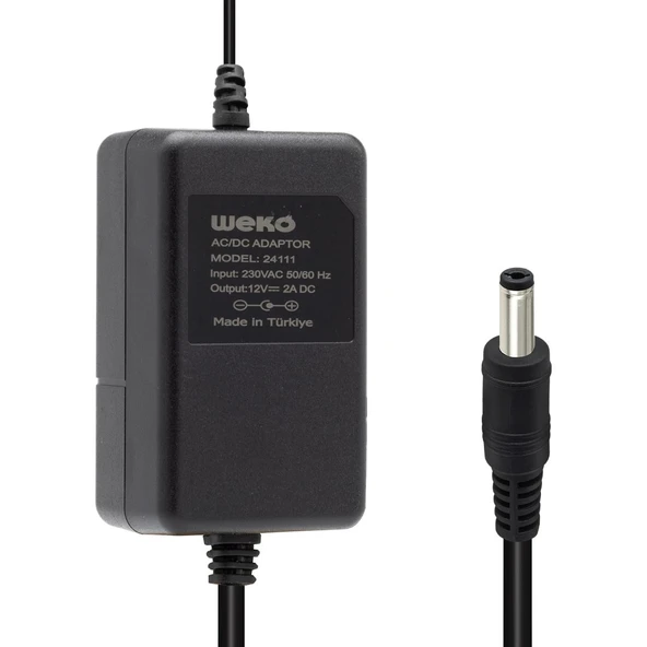 Weko 12 Volt 2 Amper 5.5*2.1 Uçlu Yerli Üretim Plastik Kasa Masaüstü Adaptör - 1