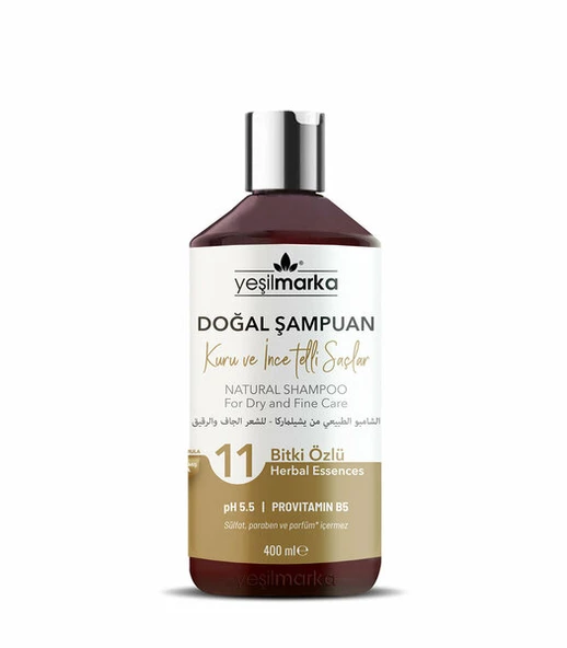 YEŞİL MARKA DOĞAL ŞAMPUAN - KURU VE İNCE TELLİ SAÇLAR İÇİN 400 ML