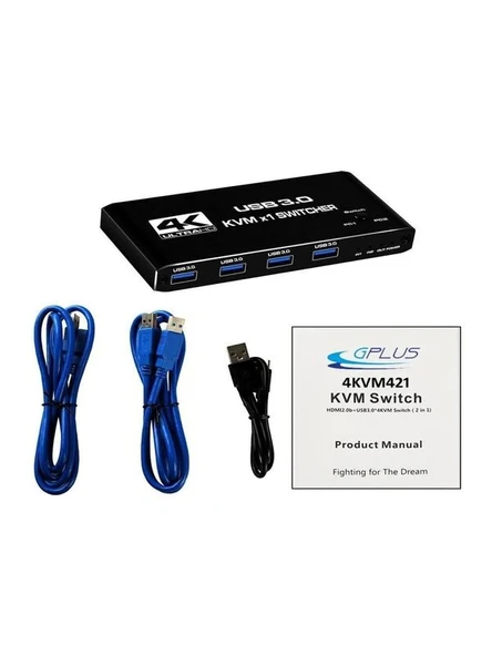 4kvm421 Kvm Switch 2x1 Hdmı 2.0 4k Ultra Hd 2160p Usb 3.0 Hdcp 2.3 Hdr10 400MHz Hız - 3