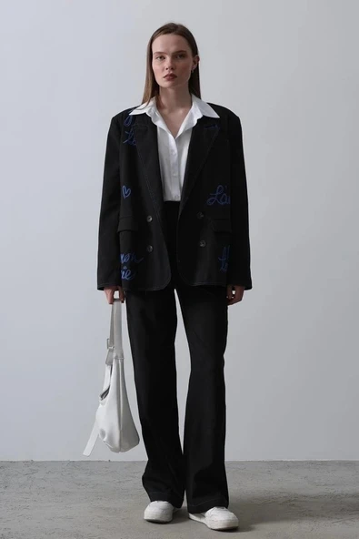 Kalpli Ceket Takım - Siyah - Resim 2