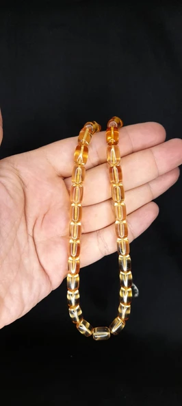 ATEŞ KEHRİBAR TESBİH BAL RENKLİ KAPSÜL KESİM T-184 - 2