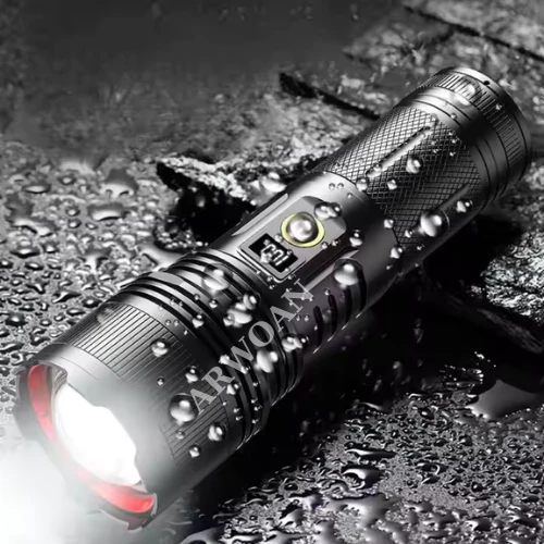 ARWOAN 40W süper güçlü 2000 lümen beyaz lazer uzun mesafe Torch el feneri ile LCD ekran - 4