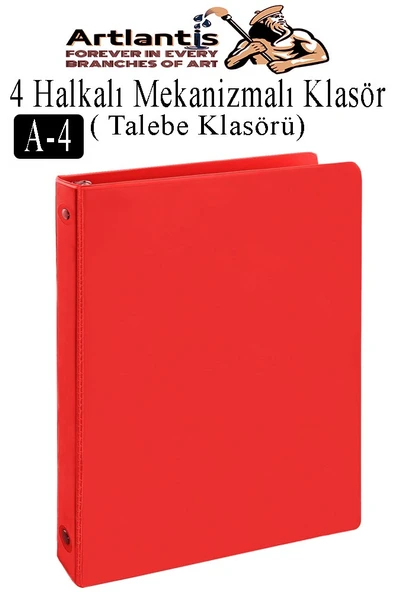 4 Halkalı Klasör 1 Adet A4 PVC Öğrenci ve Ofis Tipi Evrak Sunum Klasörü İç Cepli Otomatik Mekanizmalı Büro Okul Arşivle - 3
