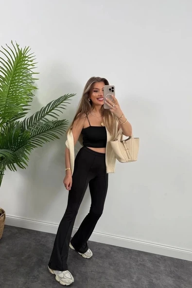 Kadın Amazon Kumaş çımalı Tayt - 7